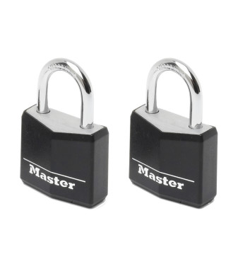 Cadenas en aluminium MASTERLOCK 30mm avec couverture vinyle noire - Lot de 2