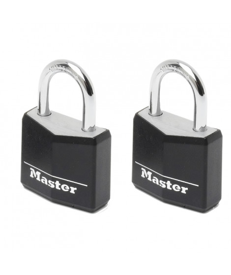 Cadenas en aluminium MASTERLOCK 30mm avec couverture vinyle noire - Lot de 2