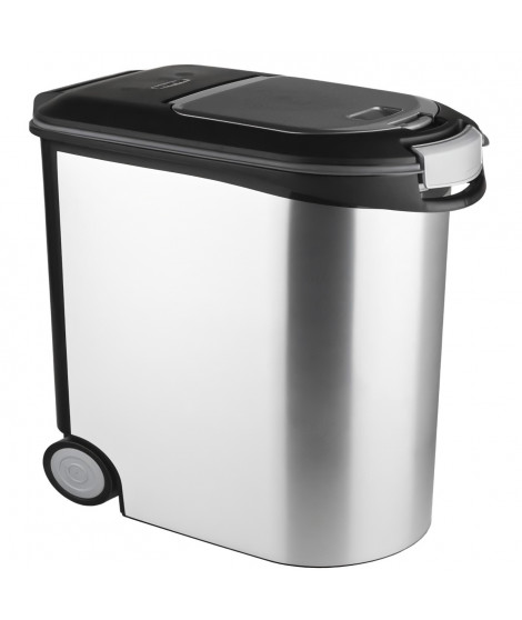 CURVER Conteneur a croquettes pour chien 12 kg - 35L - Aspect métal