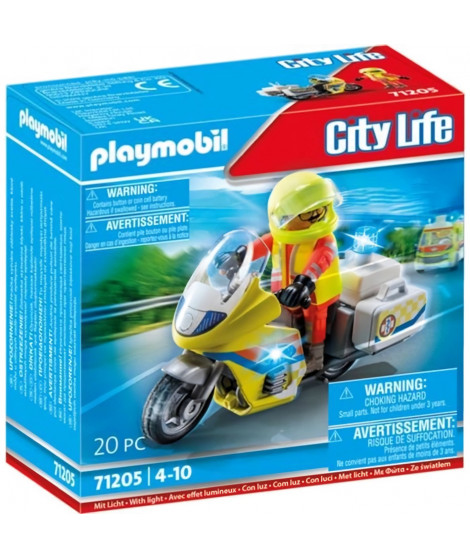 PLAYMOBIL - 71205 - City Action Les Secouristes - Urgentiste avec moto et effet lumineux