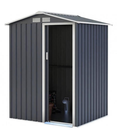 Abri de jardin en métal 1,63 m² - Kit d'ancrage inclus - Gris anthracite