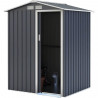 Abri de jardin en métal 1,63 m² - Kit d'ancrage inclus - Gris anthracite