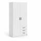 Armoire VEGA - Décor Blanc mat - 2 portes + 3 tiroirs -  L 98,5 x P 49,6 x H 200,4 cm - TVILUM