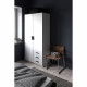 Armoire VEGA - Décor Blanc mat - 2 portes + 3 tiroirs -  L 98,5 x P 49,6 x H 200,4 cm - TVILUM