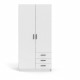 Armoire VEGA - Décor Blanc mat - 2 portes + 3 tiroirs -  L 98,5 x P 49,6 x H 200,4 cm - TVILUM