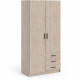Armoire VEGA - Décor Gris anthracite - 2 portes + 3 tiroirs -  L 98,5 x P 49,6 x H 200,4 cm - TVILUM