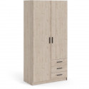 Armoire VEGA - Décor Gris anthracite - 2 portes + 3 tiroirs -  L 98,5 x P 49,6 x H 200,4 cm - TVILUM