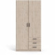 Armoire VEGA - Décor Gris anthracite - 2 portes + 3 tiroirs -  L 98,5 x P 49,6 x H 200,4 cm - TVILUM