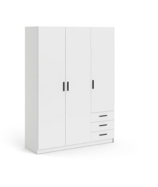 Armoire VEGA - Décor Blanc mat - 3 portes + 3 tiroirs - L 147 x P 49,6 x H 200,4 cm - TVILUM