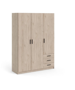 Armoire VEGA - Décor Gris anthracite - 3 portes + 3 tiroirs - L 147 x P 49,6 x H 200,4 cm - TVILUM