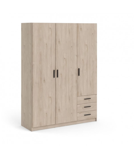 Armoire VEGA - Décor Gris anthracite - 3 portes + 3 tiroirs - L 147 x P 49,6 x H 200,4 cm - TVILUM