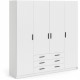Armoire VEGA - Décor Blanc mat - 4 portes + 3 tiroirs - L 195,5 x P 49,6 x H 200,4 cm - TVILUM