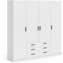 Armoire VEGA - Décor Blanc mat - 4 portes + 3 tiroirs - L 195,5 x P 49,6 x H 200,4 cm - TVILUM