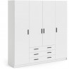Armoire VEGA - Décor Blanc mat - 4 portes + 3 tiroirs - L 195,5 x P 49,6 x H 200,4 cm - TVILUM