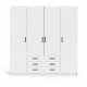Armoire VEGA - Décor Blanc mat - 4 portes + 3 tiroirs - L 195,5 x P 49,6 x H 200,4 cm - TVILUM