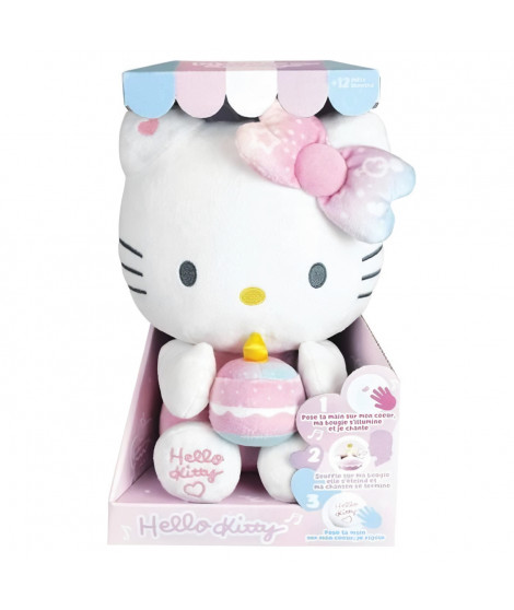 Hello Kitty Peluche Interactive Anniversaire +/- 26 cm - JEMINI - Musique, bougie et rire interactifs.