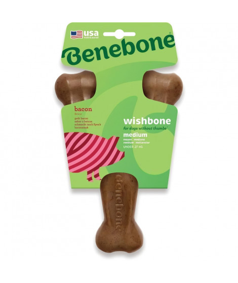 Benebone - Jouet os a macher pour chien adulte saveur bacon, Taille M