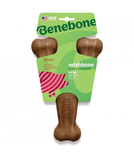 Os a mâcher pour chien adulte saveur bacon - BENEBONE - Wishbone L - Résistant - 100% bacon