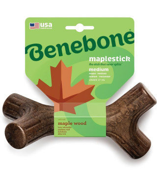 Benebone  Jouet  bâton  a mâcher pour chien adulte, Taille M, saveur bacon et bois d'érable , durable et résistant