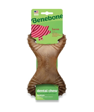Benebone - Jouet a mâcher dentaire pour chien adulte, Taille M, saveur bacon
