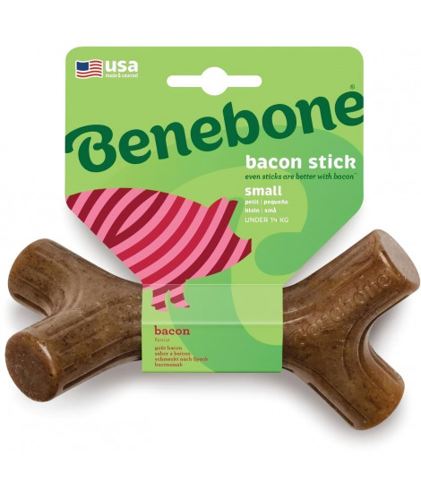 Benebone  Jouet  bâton a mâcher pour chien adulte, Taille S,  saveur bacon , durable et résistant