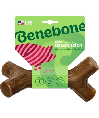 Benebone Jouet  bâton a mâcher  pour chien adulte, Taille L, saveur bacon , durable et résistant