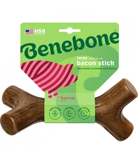 Benebone Jouet  bâton a mâcher  pour chien adulte, Taille L, saveur bacon , durable et résistant