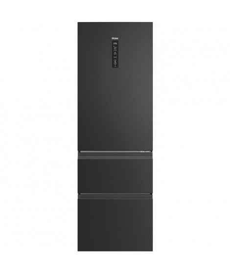 Réfrigérateur Combiné - HAIER - 3D 60 Series 5 HTW5618ENPT - Classe E - 360 L - 185 x 59,5 x 66,7 cm - Noir