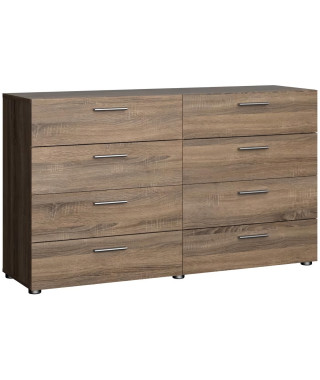 Commode  NASH 8 tiroirs - Décor Noir et Chene truffe - L 140 x P 40 x H 82 cm - TVILUM