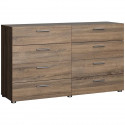 Commode  NASH 8 tiroirs - Décor Noir et Chene truffe - L 140 x P 40 x H 82 cm - TVILUM