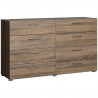 Commode  NASH 8 tiroirs - Décor Noir et Chene truffe - L 140 x P 40 x H 82 cm - TVILUM