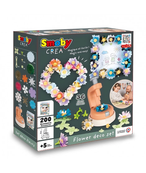 Smoby - Loisirs créatif - Set de création fleurs objets décoratifs - 200 accessoires - Fabriqué en France