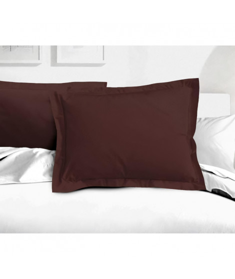 Lot de 2 taies d'oreiller - LOVELY HOME - LH71587 - 60 x 80 cm - Marron