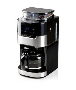 Cafetiere filtre avec moulin intégré - DOMO - DO721K - 900 W - 1,5 L - 12 tasses - 200 g de grains - Ecran LCD - 3 intensités -