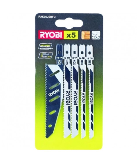 RYOBI - Carte 1 lame baionnette spéciale scie sauteuse FLUSHCUT bois 10 TPI  - RAK01JSFC