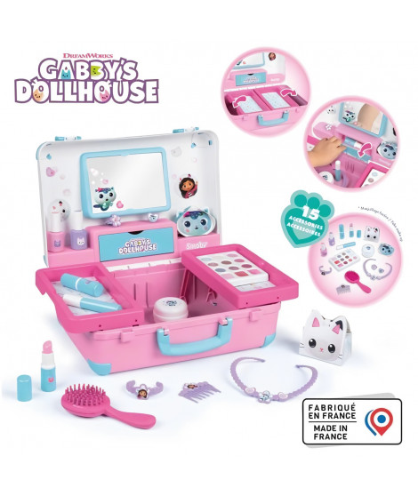 Smoby - Gabby et la Maison Magique - Valise beauté  facile a transporter - 13 accessoires inclus : coiffure, onglerie, maquil…