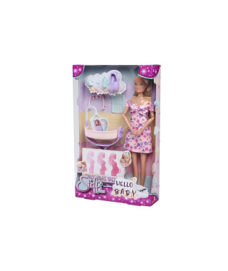 Smoby - Steffi Love - Future Maman - Poupée mannequin enceinte (29cm) - Accesoires pour bébé - Bouton pour faire grossir son …