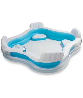 Piscine familiale octogonale bleue avec sieges et appuie-tetes 229 x 229 x 66 cm - INTEX - 56475