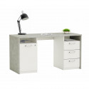 Bureau avec rangements - STANFORD - Beton gris/blanc mat - L145,1 x P60 x H75,7 cm - DEMEYERE