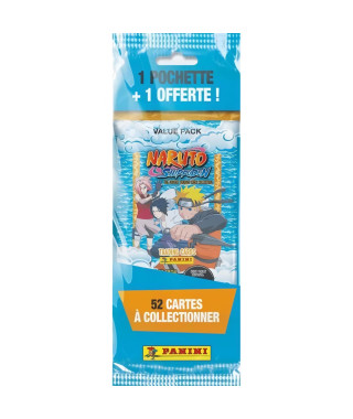 Fat pack 1 poch achetée + 1 offerte - PANINI - Naruto - 52 cartes