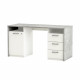 Bureau avec rangements - STANFORD - Beton gris/blanc mat - L145,1 x P60 x H75,7 cm - DEMEYERE