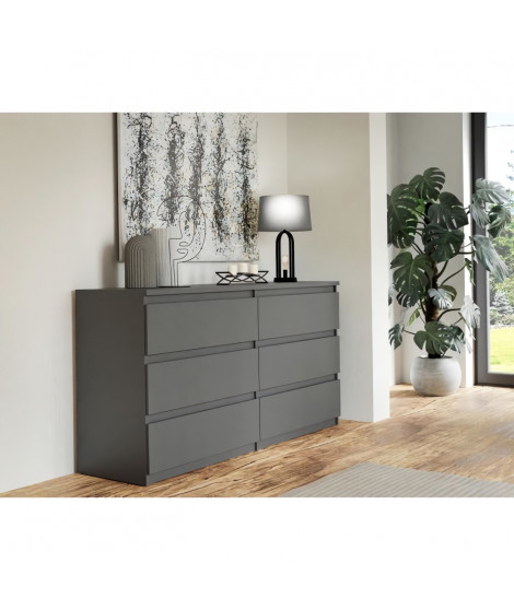Commode - CHELSEA - 6 tiroirs - Anthracite - 154 x 42,2 x 79,9 cm