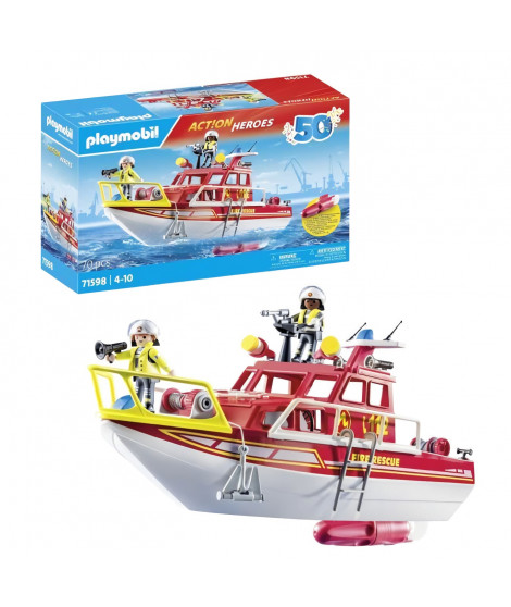PLAYMOBIL - 71598 - Bateau sauvetage pompiers