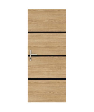 Kit de Rénovation de Porte - NORDLINGER PRO - 4 Feuilles 85 x 50 cm & 3 Profils Noirs 85 x 2 cm - Chene Naturel