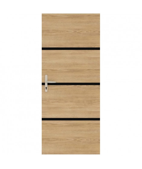 Kit de Rénovation de Porte - NORDLINGER PRO - 4 Feuilles 85 x 50 cm & 3 Profils Noirs 85 x 2 cm - Chene Naturel