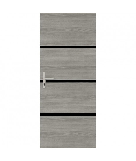 Kit de Rénovation de Porte - NORDLINGER PRO - 4 Feuilles 85 x 50 cm & 3 Profils Noirs 85 x 2 cm - Chene Greige