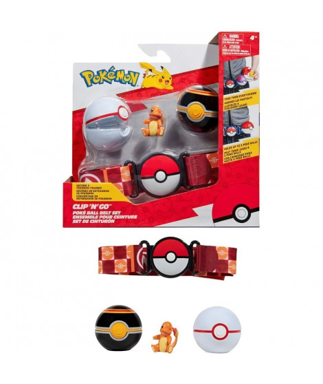 Ceinture - BANDAI - Pokémon Clip N' Go - 1 ceinture, 2 Poké Balls et 1 figurine Salameche 5 cm