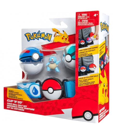 Ceinture - BANDAI - Pokémon Clip N' Go - 1 ceinture, 2 Poké Balls et 1 figurine Carapuce 5 cm