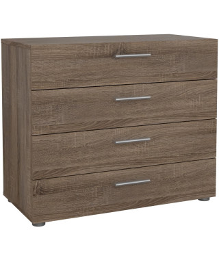Commode  NASH 4 tiroirs - Décor Chene Truffe - L 80 x P 40 x H 68,5 cm - TVILUM