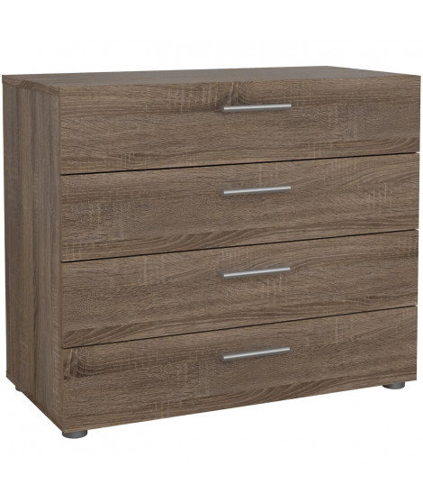 Commode  NASH 4 tiroirs - Décor Chene Truffe - L 80 x P 40 x H 68,5 cm - TVILUM
